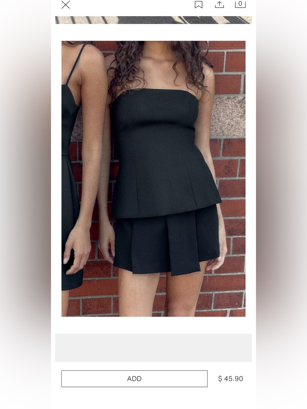 Zara Black Strapless Peplum Top